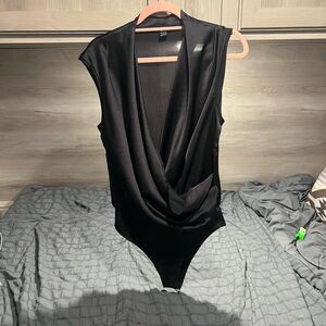 SHEIN Black Draped Bodysuit